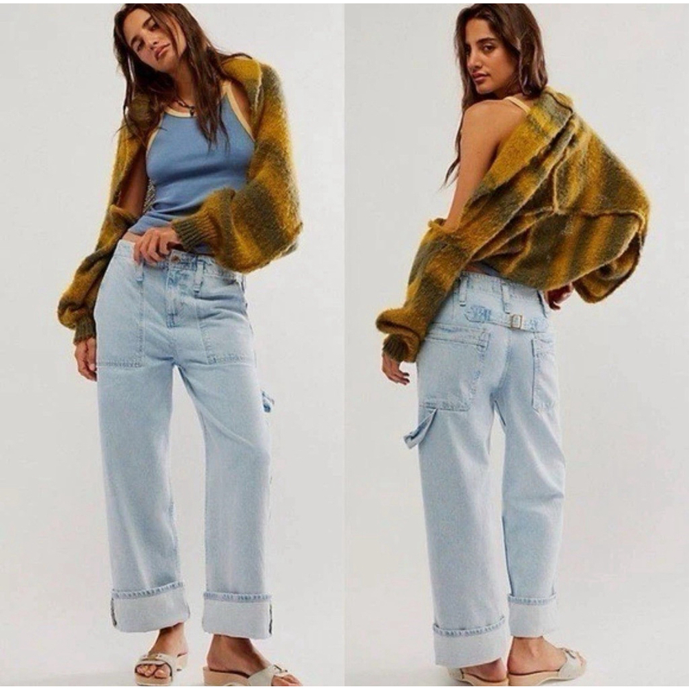 Free People We The Free NWOT Major Leagues Jeans 27x28 Light Wash Hi-Rise Denim
